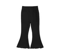 Générique Pantalon Evase Fille 1-6 Ans Doux Confortable Printemps Pantalon Patte d'elephant Enfant Fille Taille Haute Chic et Elegant Pantalons Fille uni Fluide a la Mode Automne (Black, 4-5 Years)