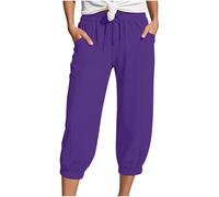 Générique Pantalon Femme 7/8 Effet Froissé - ModèLe Oversized Tendance 2025 - Tissu Stretch LéGer Anti-Transpirant - pour Sorties Quotidiennes Ou Voyages - Coupe Fluide éLéGante