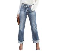 Générique Pantalon Femme Jean Taille Haute Bootcut Barrel Unie Pants Pantalon Large Femme Fluide Push Up Jeans Baggy Large Casual Couleur Confortable Loose Fit pour Femmes Flare