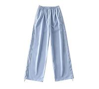 Générique Pantalon Femme Large Fluide Pantalon Cargo Ample pour Femmes rétro -Poches Taille Basse Cordon de Serrage Boucle de Nez Cochon Mince décontracté tissé Droit