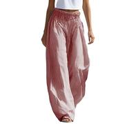 Générique Pantalon Femme Rayé Taille Élastique avec Poches, Plissé Large Léger Décontracté, Mode Polyvalent pour Fête Vacances Sortie Maison