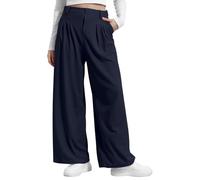 Générique Pantalon Femme Taille Haute Large avec Plis Avant décontracté en Couleur Unie pour Printemps et été