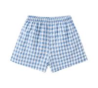 Générique Pantalon Fille Shorts décontractés à Carreaux pour Filles Les Petites Filles Portent des Pantalons d'été légers(Blue,6-7 Ans)