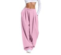 Générique Pantalon Fluide Femme Baggy Jambe Large Taille Haute Élastique Pantalon Tailleur Coupe Droite Ample Palazzo Pantalons Chic et Élégant Décontracté de Casual Travail