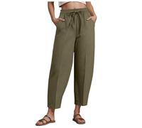Générique Pantalon Fluide Femme Été 7/8eme Chic Training Yoga Pantalon Ample Femme Fluide de Plage avec Poches Survêtements Women Jogging Oversize Mode Tendance 2025 (Green, M)