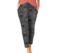 Générique Pantalon Fluide Femme Été Boho Harem Pantalon Décontracté Taille Haute Femmes Elegant Floral Imprimer Élastiquée Taille Pantalon Léger Hippie Baggy Yoga Plage Sarouel avec Poches