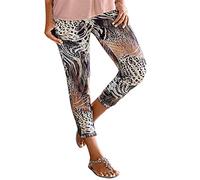 Générique Pantalon Fluide Femme Été Boho Harem Pantalon Décontracté Taille Haute Pantalon Floral Imprimer Élastiquée Taille Pants Baggy Léger Pantalon Yoga Plage Sarouel avec Poches