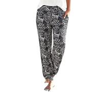 Générique Pantalon Fluide Femme Été Boho Harem Pants Décontracté Taille Haute Pantalon Floral Imprimer Élastiquée Taille Baggy Léger Pants Yoga Plage Sarouel avec Poches 2025