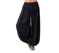 Générique Pantalon Fluide Femme Été Imprimé Bohème Taille Haute Baggy De Plage avec Poche Vintage Casual Elastique Chic Petites Jambes Léger Confortable Yoga Palazzo Sarouel