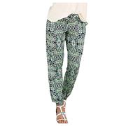 Générique Pantalon Fluide Femme Été Imprimé Bohème Taille Haute Baggy De Plage Avec Poche Vintage Casual Elastique Chic Petites Jambes Léger Confortable Yoga