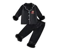 Générique Pantalon garçon Manches Longues Veste Ouverture Avant col vêtement intérieur Confortable Vacances fêtes familiales (Black, 6-7 Years)