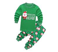 Générique Pantalon Garçon Thème Noël Ensemble Vêtement Nuit Doux Confortable Bébé Fille Idée Cadeau Festif Personnage Santa Clause Mignon Nourrison (Green, 3-4 Years)