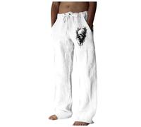 Générique Pantalon Habillé Homme Couleur Unie Plage Sport Casual Yoga Toile Pants De Travail Léger Respirant Décontracté Jogging Foot Decontracte Uni Simple Rue Mode (Blanc,S)