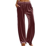 Générique Pantalon Hiver Femme Chaud,Pantalon De Jogging DéContracté en Velours Uni avec Taille à Cordon Jambes Larges Et Semelle Souple IdéAl pour La Maison Les Voyages Et Les Sorties (Brown, XL)
