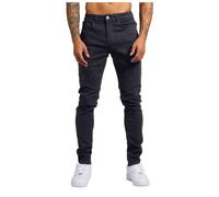 Générique Pantalon Homme Denim Droit Ajustée Automne Hiver Classique Décontracté Pantalons Homme Jeans Noir Bleu Mode Punk Slim Fit Men Pants Bouton Fermeture éclair Jean Portefeuille Chaine (36)