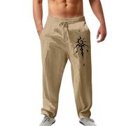 Générique Pantalon Homme Ete Leger éLéGant,Pantalon Imprimé DéContracté en Lin MéLangé Coupe Droite pour Un Confort DéContracté Et Un Style Au Quotidien