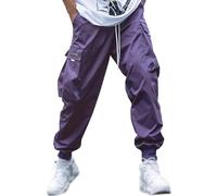 Générique Pantalon Homme Habillé,Pantalon Lin Blanc Été Short Boxe Anglaise De Combat D'Extérieur Jogging Travail Grande Taille Survêtement Automne Hiver Décontractés (Violet,XL)