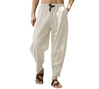 Générique Pantalon Homme Lin Taille Élastique Pantalon Homme Été Casual, Pantalon Décontracté Homme Printemps Été en Coton Lin Léger Confortable Mode Urbaine Plage Tendance Respirant