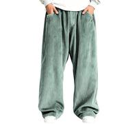 Générique Pantalon Homme Velours Côtelé Pantalon Large Casual Automne Hiver Thermique Pantalons Velours Côtelé Confort Quotidien Détente Pantalons Wide Leg Mode Relax Urbain Pants Leisure Chaud