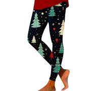 Générique Pantalon Imprimé Noël Femme Legging Taille Haute Thermique Plumi 3D Anti Cellulite De pour Motif Lutin Noel Leggings Hiver Vetement Neige Fleur Élastique Mode Élégant Le Noir #10 XXL