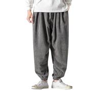 Générique Pantalon Japonais Homme,Pantalon Elastique Homme Short Boxe Anglaise Cargo Slim Fit Poches Stretch pour L'Extérieur Jogging Football De Travail Blanc Sportswear (Grey,5XL)
