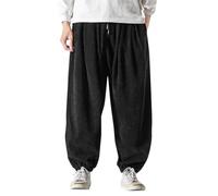 Générique Pantalon Japonais Homme,Pantalon Elastique Homme Short Boxe Anglaise Cargo Slim Fit Poches Stretch pour L'Extérieur Jogging Football De Travail Blanc Sportswear (Le Noir,XXL)