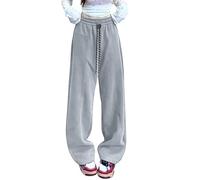 Générique Pantalon Jogging Coupe Droite Décontracté Version Étroite Cimeterre Polaire Large Confortable Pants Quotidien Style Américain Chaud et Doux(Grey, XL)