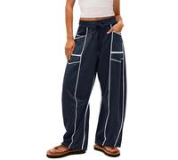 Générique Pantalon Jogging Femme Multi-Poches - Ceinture éLastiquéE avec Motifs ContrastéS - Tissu Molletonné Chaud - Style Streetwear Urbain - pour éCole/Course à Pied - Coupe Boyfriend Oversized