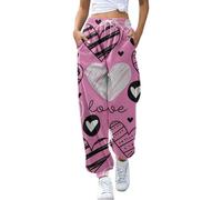 Générique Pantalon Jogging Femme Saint Valentin avec Poches, Imprimé Cœur et Pattes de Chat, Taille Haute avec Cordons, Pantalon Décontracté Confy, pour Maison Sortie, Look Streetwear Aimant