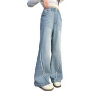 Générique Pantalon Jogging Filles Pantalon Droit Stretch élégant et Confortable pour Grandes Filles,Jean décontracté en Denim avec Taille élastique pour l'automne