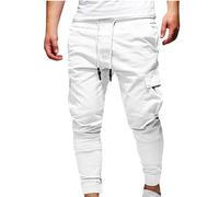 Générique Pantalon Jogging Homme Ample Pants Taille Elastique Extensible Coupe Droite Randonnée Pantalons Detente Large Sweatpants Fitness Extérieur White L