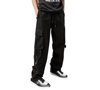 Générique Pantalon Jogging Homme Pantalon Survetement Cargo Homme Pantalon Cargo Homme en Coton Mode Haute Rue Droit Décontracté Rétro Ample Quatre Saisons avec Poches Pantalons de Loisirs