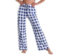 Générique Pantalon Large Décontracté pour Femmes Women's Plaid Print Trousers Plush Casual Pants Pantalons Ecossais Femme Sportif Décontracté Pantalon Respirant Confortable Pant De La Vie Quotidienne