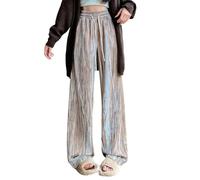 Générique Pantalon Large Femme Hiver Pantalon Large en Polaire décontractée,Chaud et Doux,idéal pour l'hiver,avec Une Coupe Droite Fluide et Un Confort Polyvalent au Quotidien.(Silver,XXL)