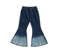 Générique Pantalon Large Fille Toddler Bottom Jeans Bébés Filles Hang Dyed Gradient Stretch Pantalon Bottoms Ruffle Pants Flare Pants(Blue,12-18 Mois)