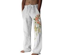 Générique Pantalon Leger Ete Homme Noir avec Élastique À La Taille Été Vetement en Lin Jean Blanc Ensemble Toile Mariage Tenue Champetre Grande Baggy Léger~