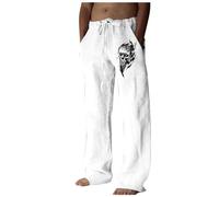 Générique Pantalon Leger Ete Homme Taille Elastique en Lin Été Vetement Tenue Champetre Toile Fluide Uni Mariage Blanc Ensemble Élégant Beige Boulanger Grande Baggy Noir Décontracté~