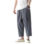 Générique Pantalon LéGer Homme éTé,Pantalon Court DéContracté LéGer IdéAl pour L'éTé Et La Plage Taille éLastique Coupe Ample Respirant Jambe Droite