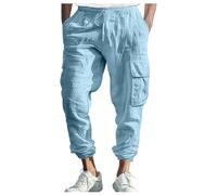 Générique Pantalon Leger Homme Ete,Pantalon De Yoga en Coton pour Hommes Taille éLastique DéContracté Pantalon Cargo De Plage D'éTé