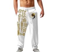 Générique Pantalon LéGer Homme éTé,Pantalon Imprimé DéContracté en Lin MéLangé Coupe Droite pour Un Confort DéContracté Et Un Style Au Quotidien