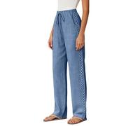 Générique Pantalon Lin Femme Fluide éTé Jambe Large LéGer ÉLastique Pantalons Chic Respirant Taille Haute 7/8 Sarouel Jogging Yoga Ample Grande Taille Pas Cher Pantalon Large