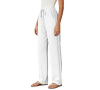 Générique Pantalon Lin Femme Fluide éTé Jambe Large LéGer ÉLastique Pantalons Chic Respirant Taille Haute 7/8 Sarouel Jogging Yoga Ample Grande Taille Pas Cher Pantalon Large