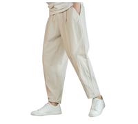 Générique Pantalon Lin Homme 3/4 Coupe Ample Tissu Respirant Taille élastique Cordon Pantalon Japonais Sarouel Léger Et Sportif pour Jogging Plage Travail Vacances, Grandes Tailles
