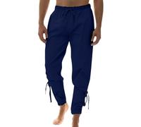 Générique Pantalon Lin Homme Ensemble De Travail Blanc Détente Noir en Été Elastique Vetement Ete Leger Élégant Tenue Champetre Mariage avec Élastique À La Taille Baggy Large D'été Toile~
