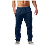 Générique Pantalon Lin Homme Été Baggy Taille Elastique Pantalon Léger Confortable Respirant Pantalons