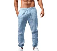 Générique Pantalon Lin Homme Été Baggy Taille Elastique Pantalon Léger Confortable Respirant Pantalons