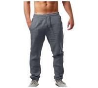 Générique Pantalon Lin Homme Été Baggy Taille Elastique Pantalon Léger Confortable Respirant Pantalons