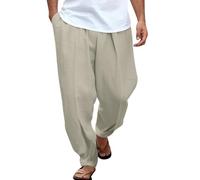 Générique Pantalon Lin Homme Léger Grande Taille Habillé Baggy Toile en Été Sportswear Fluide Tenue Champetre Leger Ete Noir Vetement Mariage Blanc Ensemble Décontracté~