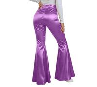 Générique Pantalon Patte d'Eléphant Paillette Femme Taille Elastique Brillant Tendance Disco Pantalons de Soirée Cocktail Chic Paillettes Pantalons Pattes d´Éléphant Haute Vintage Danse Bal