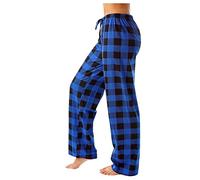 Générique Pantalon Pyjama Femme - Bas De Pyjamas Femmes Élastique Pantalon De Nuit Chaud Polaire Pantalons Confortable Type Jogging Maison Lounge Légère Hiver Automne Vêtements Bleu L